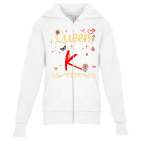 Queen Letter K Initial Name Cute Letter K Flowers Alphapet T Shirt Youth Zipper Hoodie | Artistshot