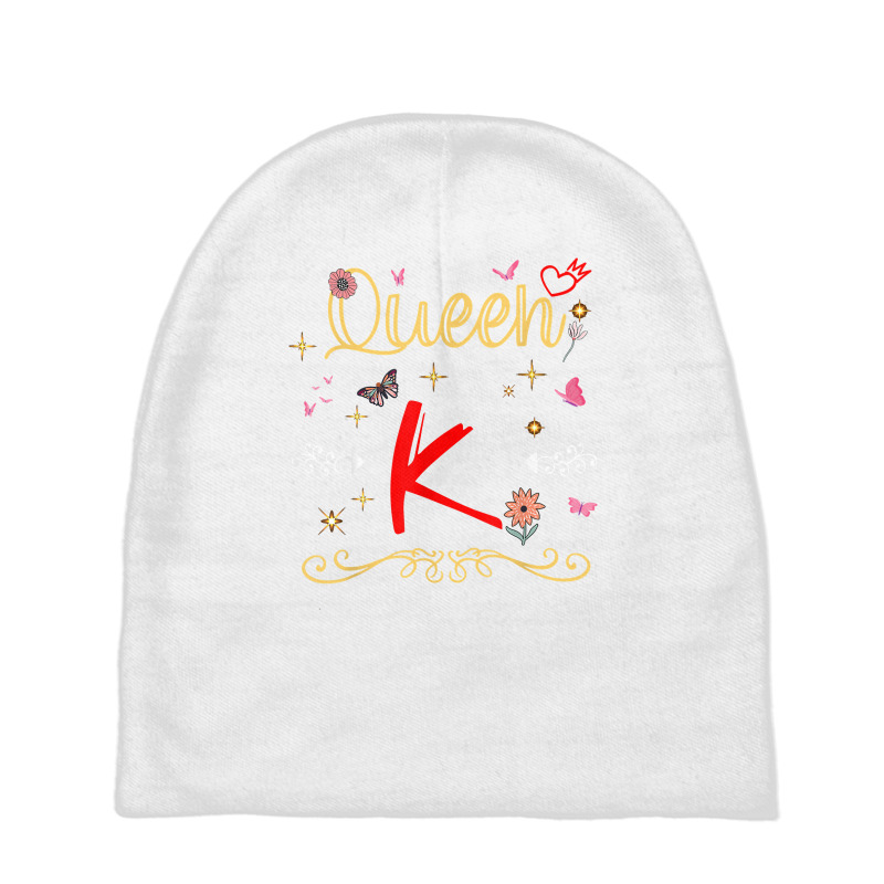 Queen Letter K Initial Name Cute Letter K Flowers Alphapet T Shirt Baby Beanies by ebertfran1985 | Artistshot