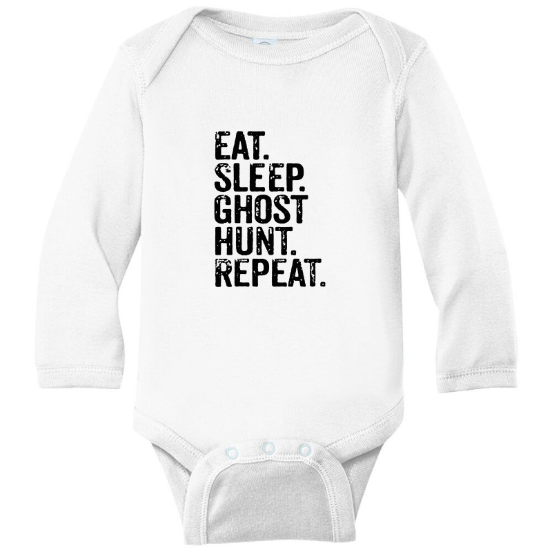 Eat Sleep Ghost Hunt Repeat Long Sleeve Baby Bodysuit | Artistshot