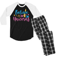 Believe N Unicorns T  Shirtbelieve în Unicorns T  Shirt Men's 3/4 Sleeve Pajama Set | Artistshot