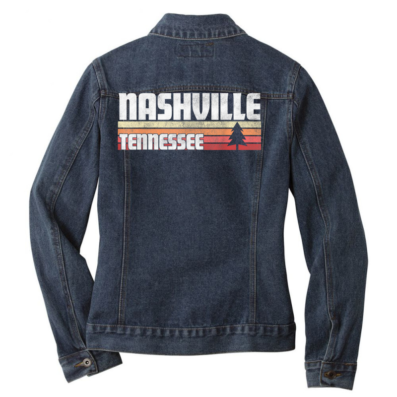 Nashville Tennessee Tn Gift Retro Style Vintage 70s 80s 90s T Shirt Ladies Denim Jacket by AakritiRosek1997 | Artistshot