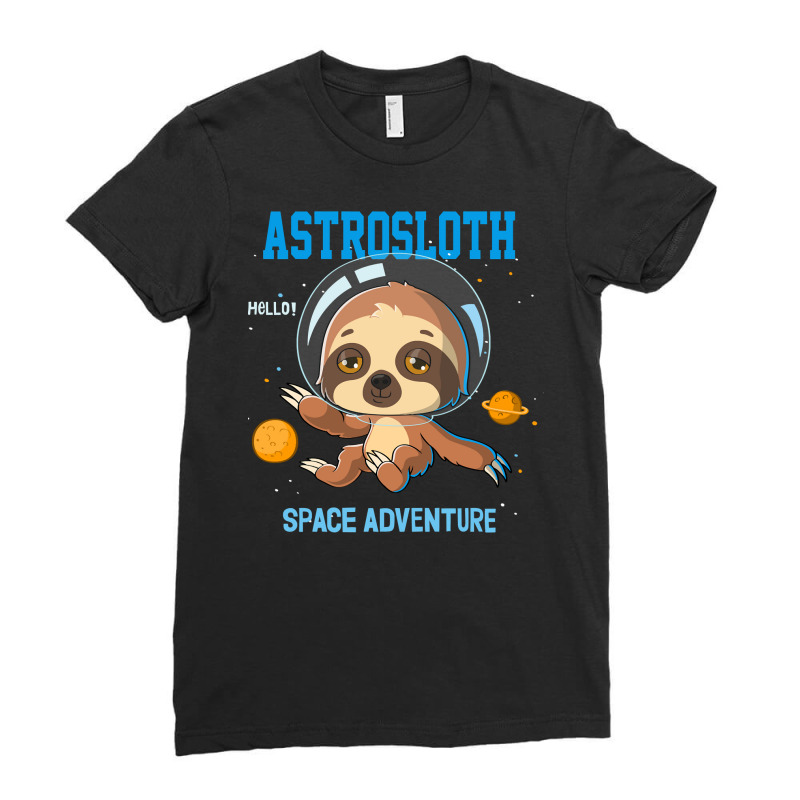 Bear Sloth Astronaut Space Adventure Cartoon Hand Drawing 278 Polar Pa Ladies Fitted T-Shirt by offensejuggler | Artistshot