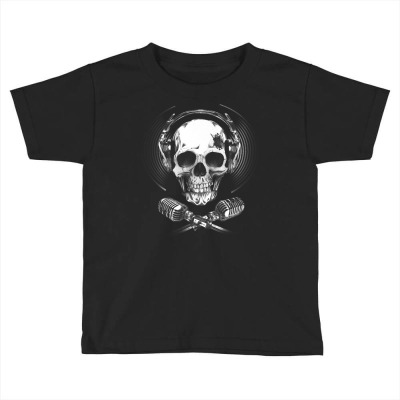 Skull Headphones   Music   Microphone   Singer Premium T Shirt Toddler T-shirt Designed By Vaughandoore01