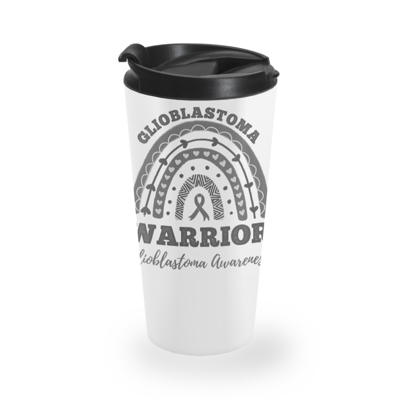 Womens Glioblastoma Warrior Glioblastoma Awareness Rainbow V Neck T Sh Travel Mug | Artistshot