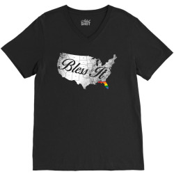 bless it usa map 4th of jully orlando strong pride V-Neck Tee | Artistshot