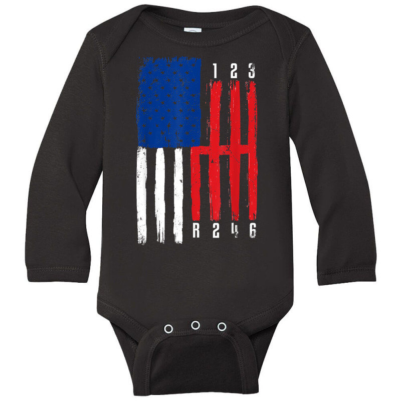 Gears Shift American Flag Muscle Car 6 Vintage Mechanic T Shirt Long Sleeve Baby Bodysuit | Artistshot