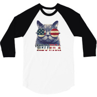 4th Of July Tshirt Cat Meowica 3/4 Sleeve Shirt | Artistshot