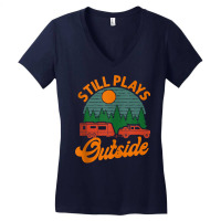 Camping Still Plays Outside Caravan Rv Trailer Tank Top Women's V-neck T-shirt | Artistshot