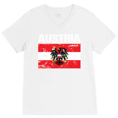 Austrian Flag Austria Vienna Eagle Long Sleeve T Shirt V-neck Tee Designed By Marsh0545