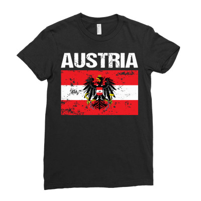 Austrian Flag Austria Vienna Eagle Long Sleeve T Shirt Ladies Fitted T-shirt Designed By Marsh0545