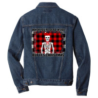 When You Re Dead Inside But It Christmas Skeleton Men Denim Jacket | Artistshot