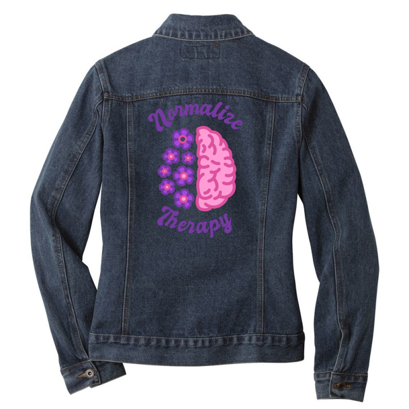 Normalize Therapy - Society Ladies Denim Jacket by Ashira_Designs | Artistshot