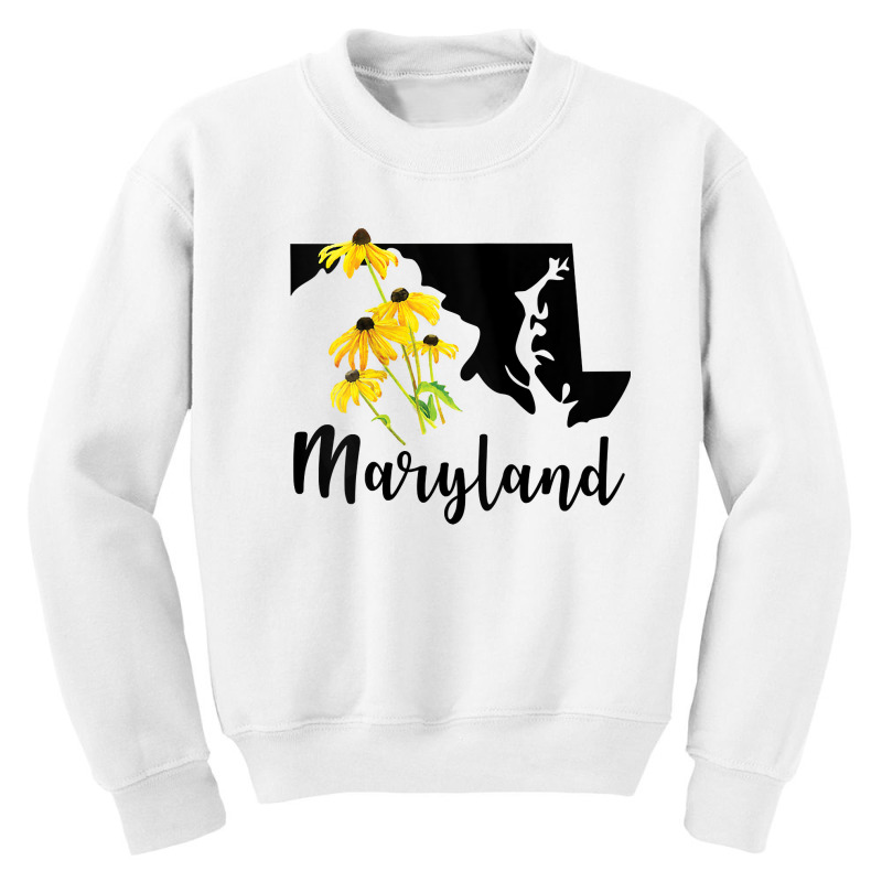 Womens Maryland Floral Black Eyed Susan Handwritten State Inspired Tan Youth Sweatshirt by ebertfran1985 | Artistshot