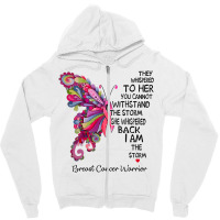 Womens Pink Butterfly I Am The Storm Breast Cancer Warrior T Shirt Zipper Hoodie | Artistshot