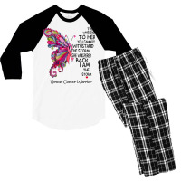 Womens Pink Butterfly I Am The Storm Breast Cancer Warrior T Shirt Men's 3/4 Sleeve Pajama Set | Artistshot