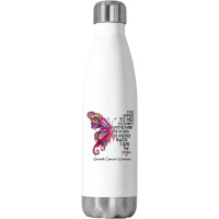 Womens Pink Butterfly I Am The Storm Breast Cancer Warrior T Shirt Stainless Steel Water Bottle | Artistshot