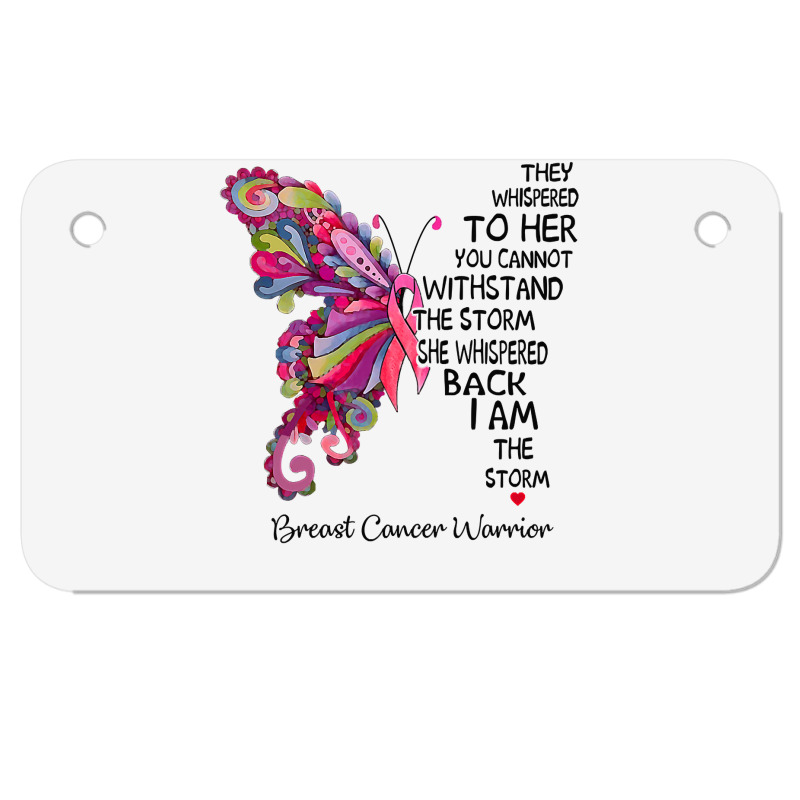 Womens Pink Butterfly I Am The Storm Breast Cancer Warrior T Shirt Motorcycle License Plate | Artistshot