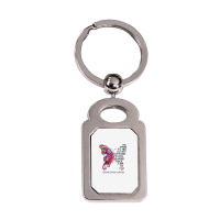 Womens Pink Butterfly I Am The Storm Breast Cancer Warrior T Shirt Silver Rectangle Keychain | Artistshot