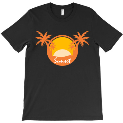 Sunset, Surf, Surfing, Sun, Palma, Beach, Los Angeles, California T-shirt Designed By Elshan