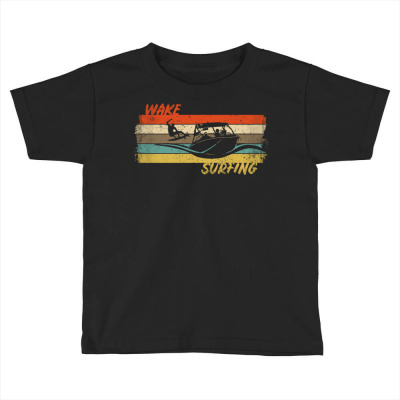 Retro Wake Surfing Tee Sweatee Wakesurf Browse Retro Cool Toddler T-shirt Designed By Jujunart