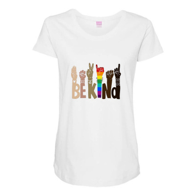 Be Kind Rainbow Maternity Scoop Neck T-shirt Designed By Wildern