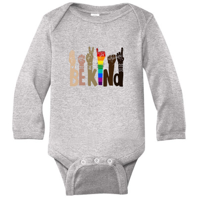 Be Kind Rainbow Long Sleeve Baby Bodysuit Designed By Wildern
