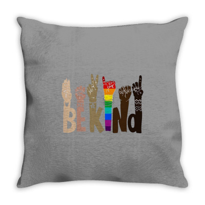 Be Kind Rainbow Throw Pillow Designed By Wildern