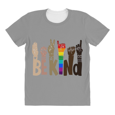 Be Kind Rainbow All Over Women's T-shirt Designed By Wildern