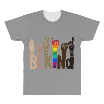 Be Kind Rainbow All Over Men's T-shirt Designed By Wildern