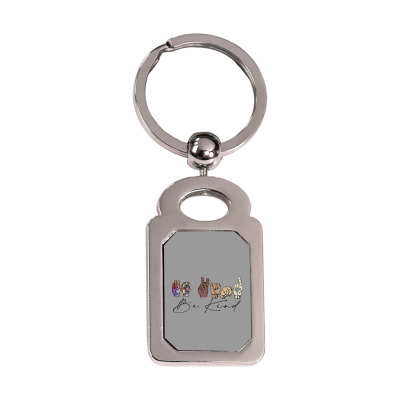 Be Kind Sign Language Silver Rectangle Keychain Designed By Wildern