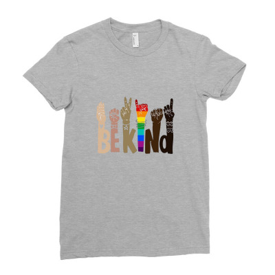 Be Kind Rainbow Ladies Fitted T-shirt Designed By Wildern