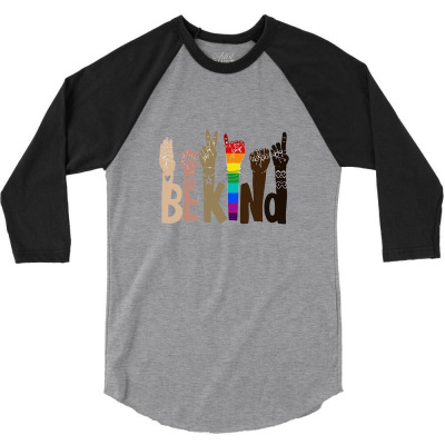 Be Kind Rainbow 3/4 Sleeve Shirt Designed By Wildern