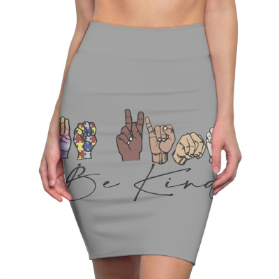 Be Kind Sign Language Pencil Skirts Designed By Wildern