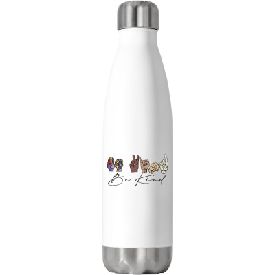 Be Kind Sign Language Stainless Steel Water Bottle Designed By Wildern