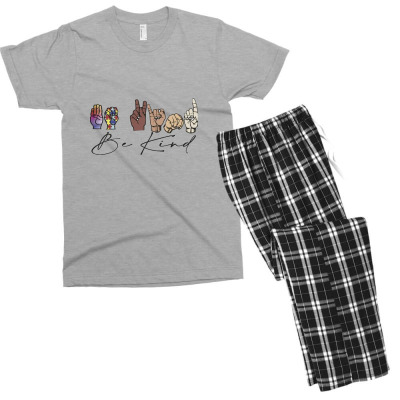 Be Kind Sign Language Men's T-shirt Pajama Set Designed By Wildern
