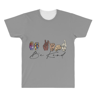 Be Kind Sign Language All Over Men's T-shirt Designed By Wildern