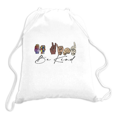 Be Kind Sign Language Drawstring Bags Designed By Wildern