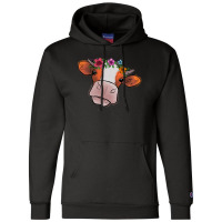 Cow With Flowers Champion Hoodie | Artistshot