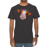 Cow With Flowers Vintage T-shirt | Artistshot