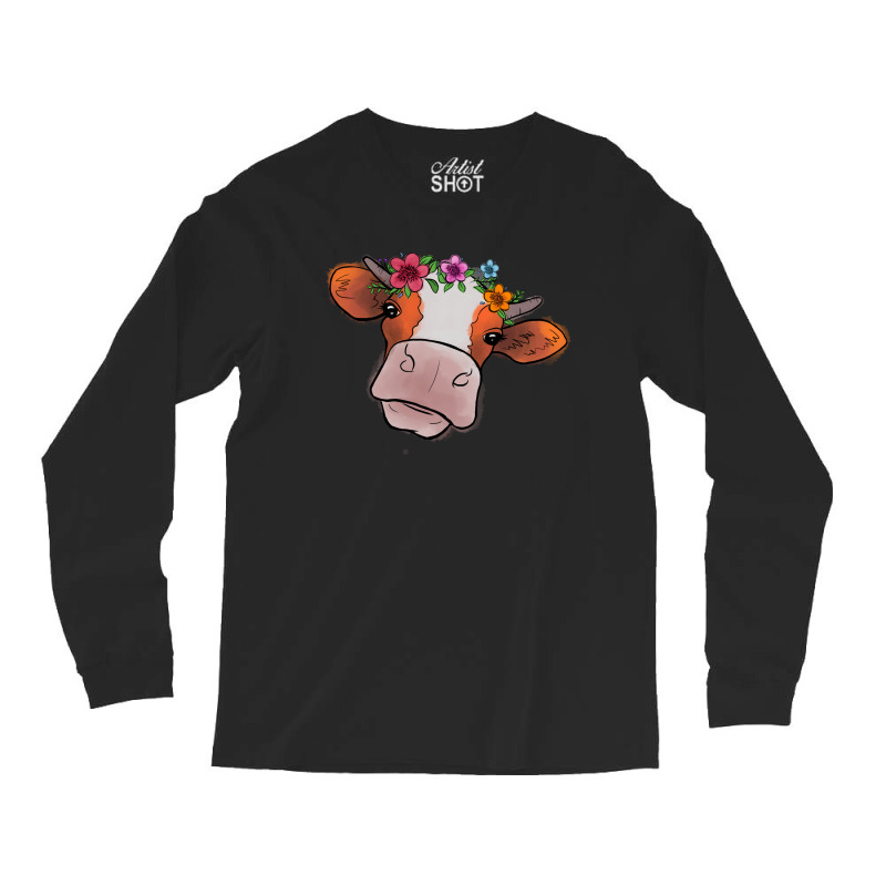 Cow With Flowers Long Sleeve Shirts | Artistshot