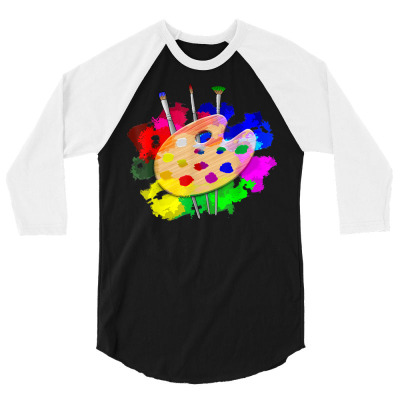 Artist Paint Palette And Brushes Art T Shirt 3/4 Sleeve Shirt Designed By Butledona