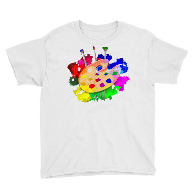 Artist Paint Palette And Brushes Art T Shirt Youth Tee Designed By Butledona