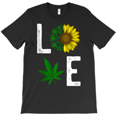 Love Sunflower Marijuana Weed Leaf Cannabis 420 Pot Smoker Tank Top T-shirt Designed By Jazmikier