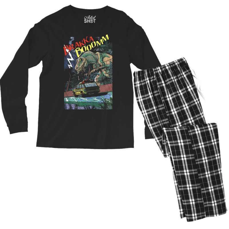 T-rex Terror Jurassic Dinosaur Attack Men's Long Sleeve Pajama Set | Artistshot