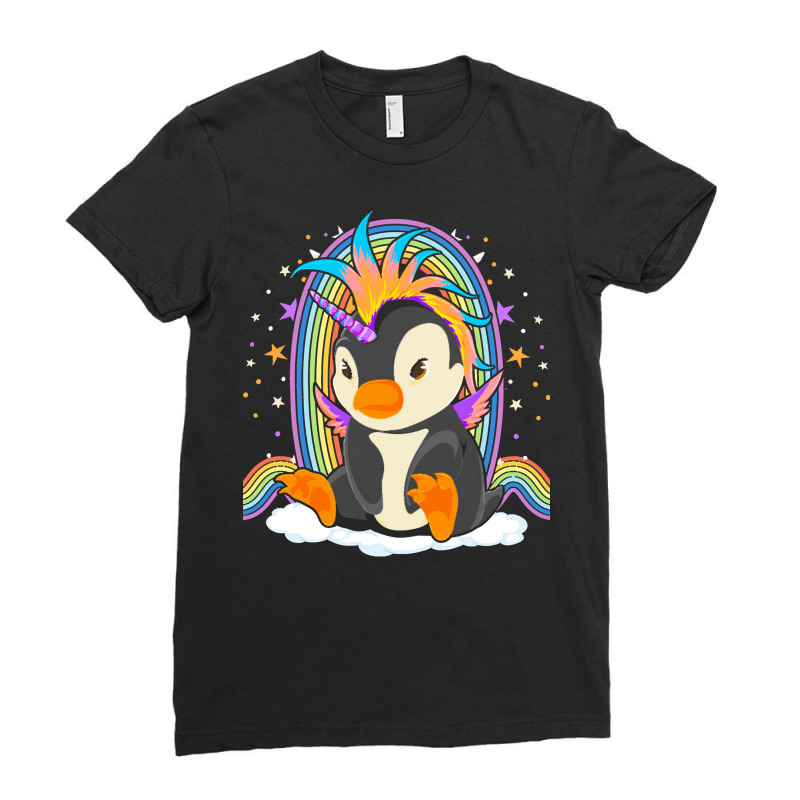 Animal T  Shirt Cute Magical Penguincorn Rainbow Unicorn Penguin Fanta Ladies Fitted T-Shirt by caseynitzsche899 | Artistshot