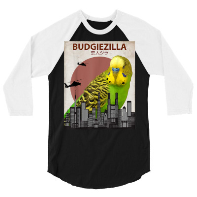 Budgiezilla  Budgie T Shirt For Budgerigar Parakeet Lovers 3/4 Sleeve Shirt Designed By Butledona