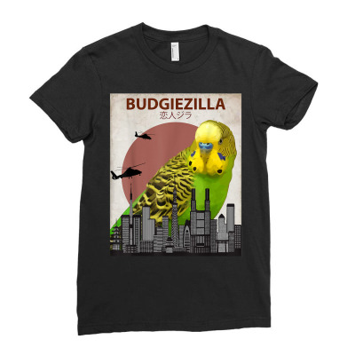 Budgiezilla  Budgie T Shirt For Budgerigar Parakeet Lovers Ladies Fitted T-shirt Designed By Butledona