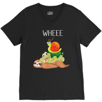 Sloth Turtle Snail Animals Piggyback Slow Motion Running T Shirt V-neck Tee | Artistshot