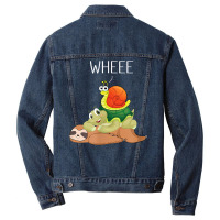 Sloth Turtle Snail Animals Piggyback Slow Motion Running T Shirt Men Denim Jacket | Artistshot