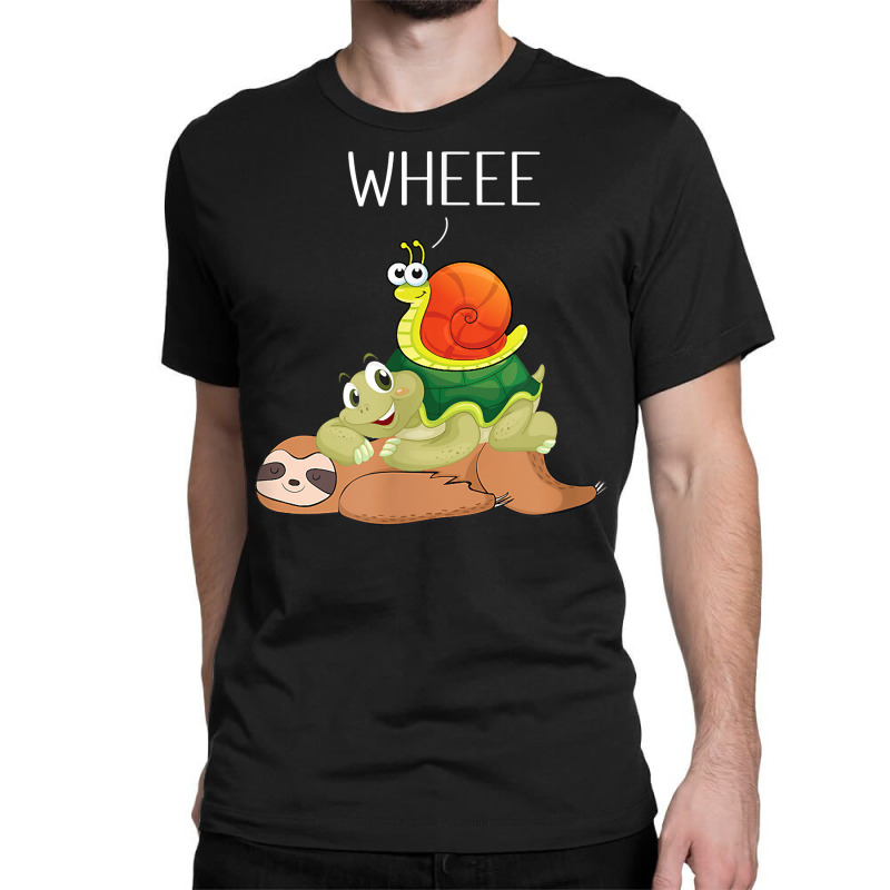 Sloth Turtle Snail Animals Piggyback Slow Motion Running T Shirt Classic T-shirt by JahmayaWhittle | Artistshot